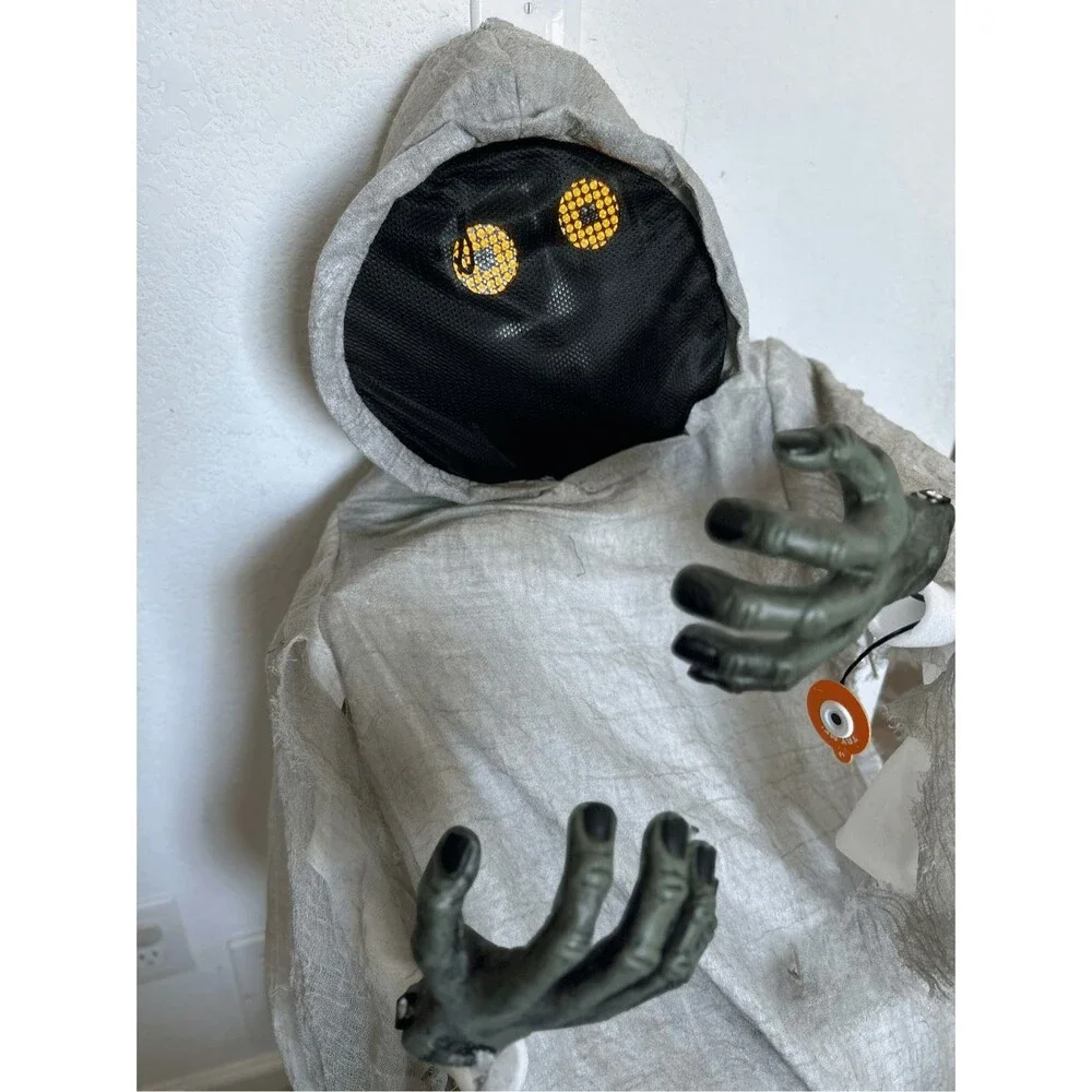 Halloween creepy hanging ghost gray with lighting eyes and scary different sound